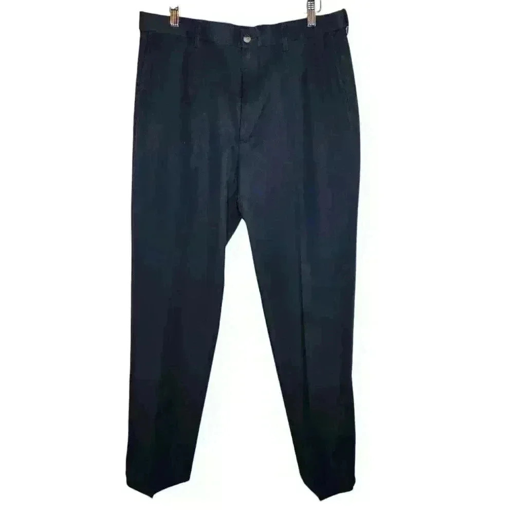 Haggar Mens Navy Blue Dress Pants Flat Front Flex Waist Classic Fit 34x32